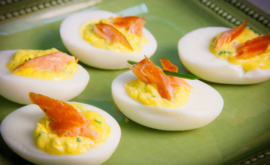 Honey Smoked Salmon Deviled Eggs