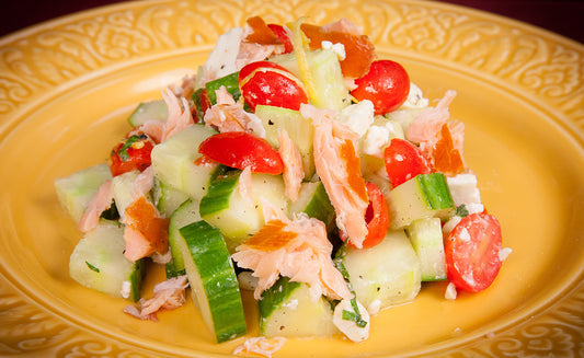Honey Smoked Salmon Tomato-Cucumber Salad