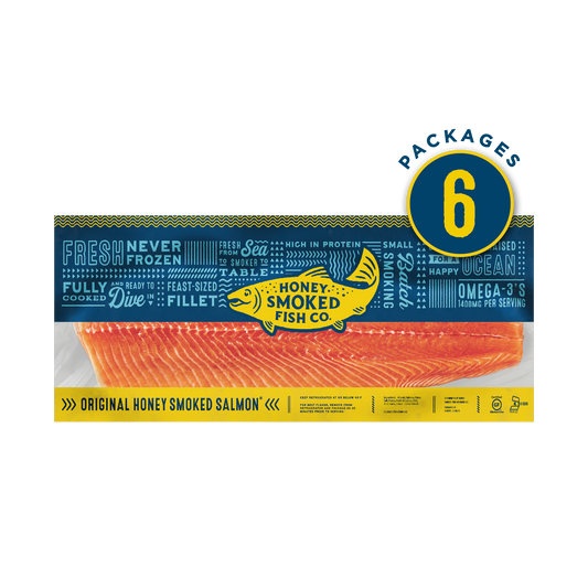 Original Honey Smoked Salmon® — 6 Packages of Whole Sides