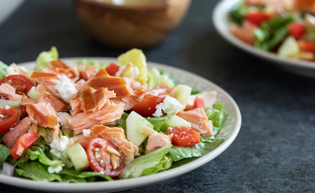 Greek Honey Smoked Salmon® Salad with Lemon Basil Dressing