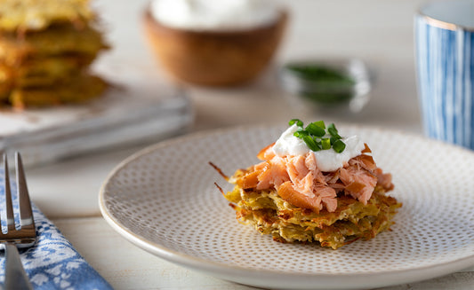 Honey Smoked Salmon® Topped Potato Latkes