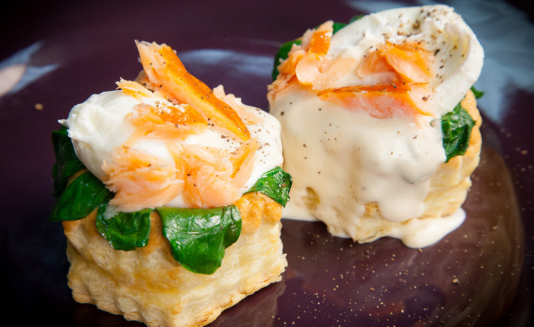 Honey Smoked Salmon Eggs Florentine