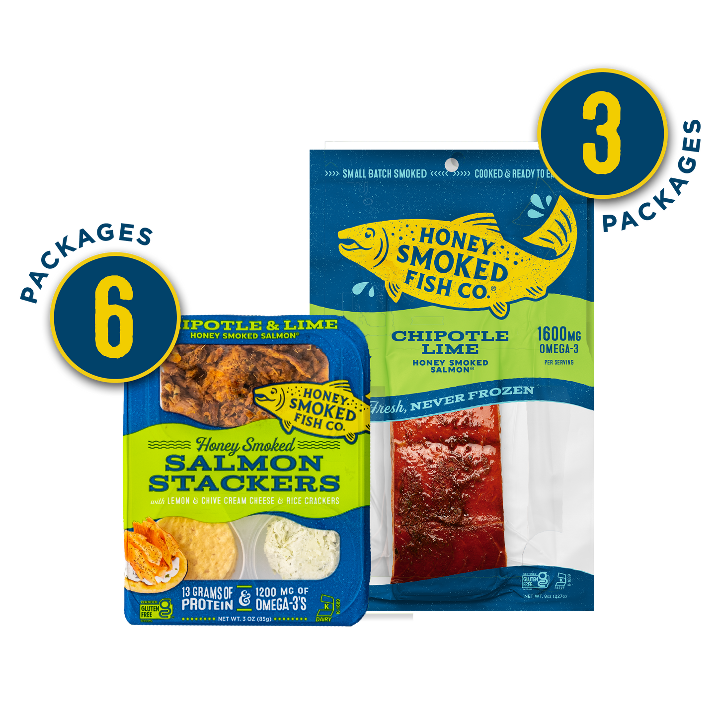 Chipotle Lime Honey Smoked Salmon & Stackers - Combo Pack