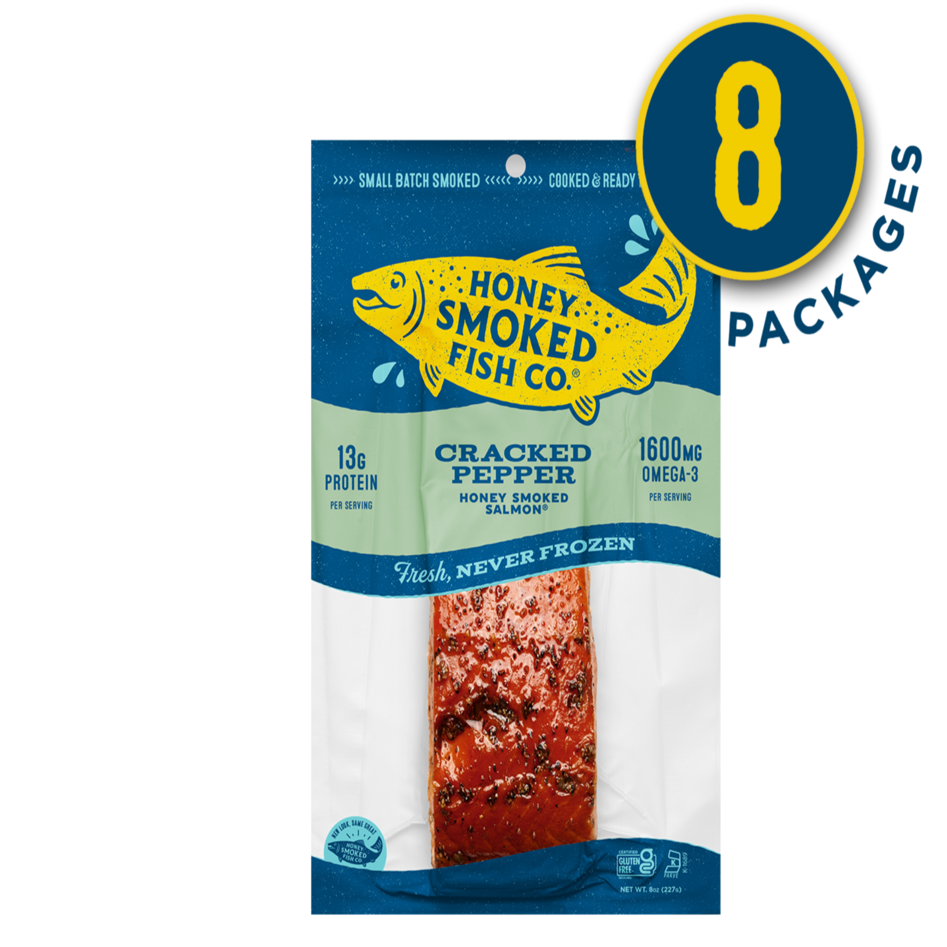 Cracked Pepper Salmon — Eight Packages of 8oz Fillets – Honey