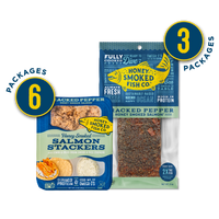 Cracked Pepper Honey Smoked Salmon & Stackers - Combo Pack