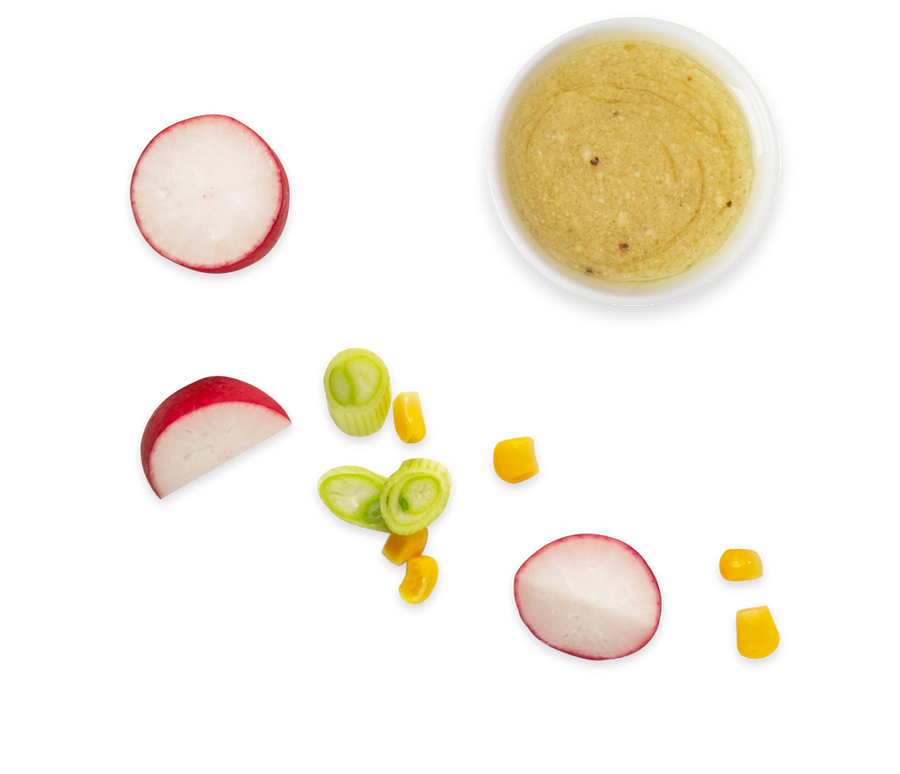 Radishes, chives and dipping sauce